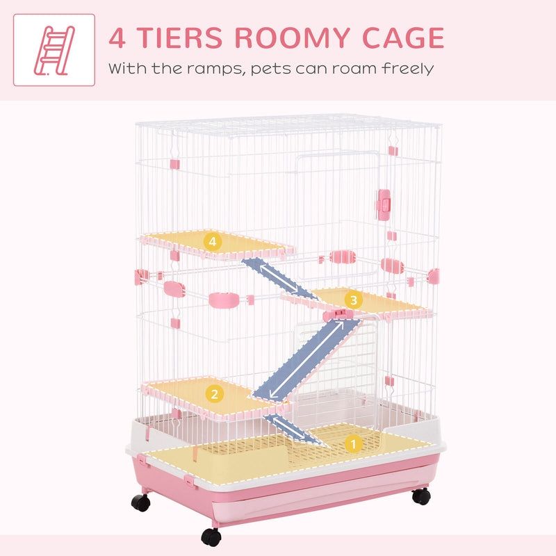 4-Level Hamster or Small Animal Hutch/Cage, Pink, 43.25&quot; H 842525145275