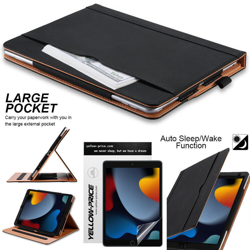 Leather Slim Folio Case Cover + Screen Protector for NEW 2021 iPad 9th Gen 10.2"