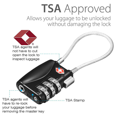 Mini & Lightweight Cable Locks Padlock TSA Approved Luggage Heavy Duty Lock