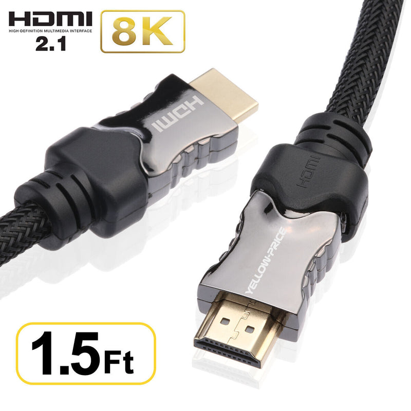 Luxury 2.1 HDMI Cable 8K Ultra High-Speed 48Gbps Lead for Laptop PC HDTV - 1.5FT