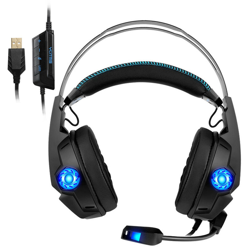 Wired Stereo Bass 7.1 Surround Gaming Headset for PC with Noise Canceling Mic