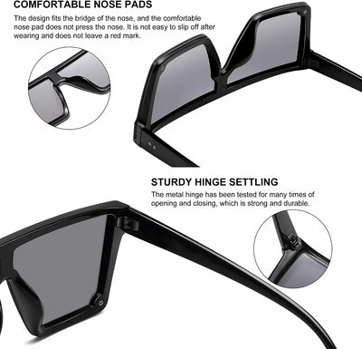 YellowPrice Oversized Rimless Sunglasses Square Flat Top Shades UV400 Protection