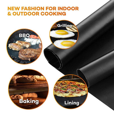 4 x BBQ Grill Mat Non-Stick Oven Liners Cooking Baking Reusable Sheet Pad