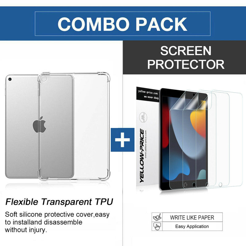 Shockproof Clear TPU Case Back Cover+Screen Protector for iPad 10.2 9th Gen 2021