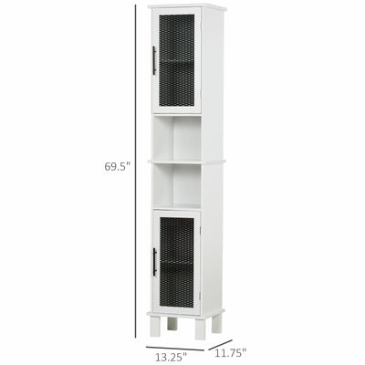 HOMCOM Tall Bathroom Storage Cabinet Free Standing Linen Tower w/ Doors Shelves