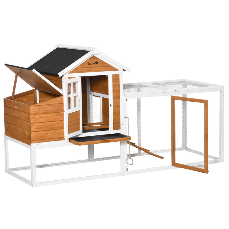 76&quot; Wooden Chicken Coop with Safe Non-Polluting Materials, Poultry Cage 196393071106