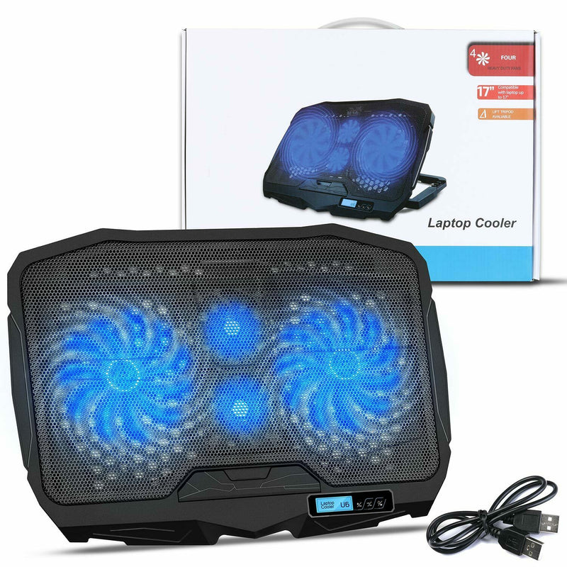 Dual USB Powered Gaming Laptop Cooling Pad with LCD Screen for up to 16" Laptop
