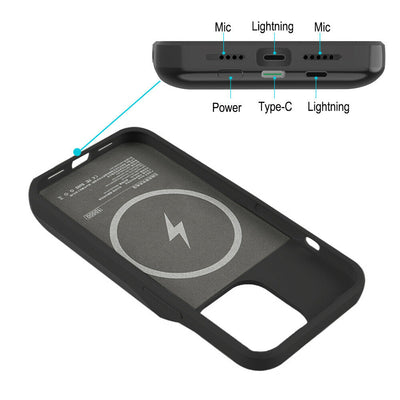 15W Wireless Charging Case Battery Pack with 20W PD for Apple iPhone 13 (6.1")