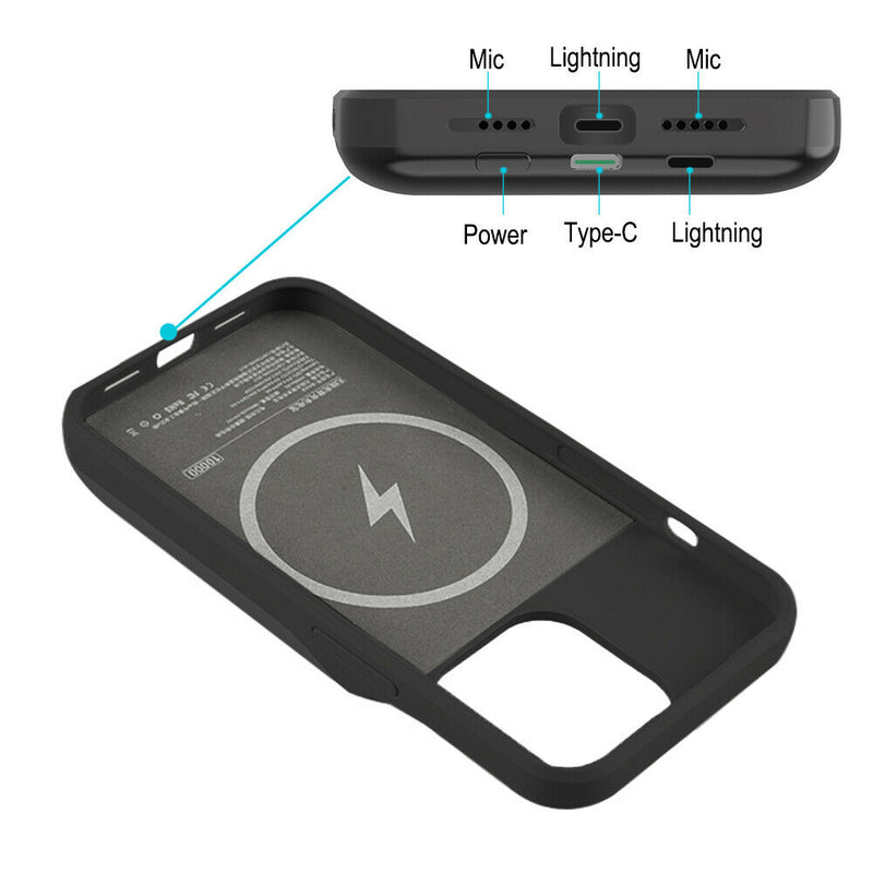 15W Wireless Charging Case Battery Pack with 20W PD for Apple iPhone 13 (6.1")