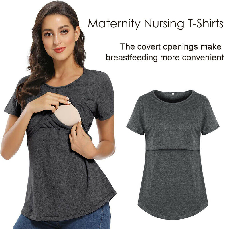 Ultra [Soft & Skin-Friendly & Comfortable] Maternity Top Womens Nursing Shirt CA