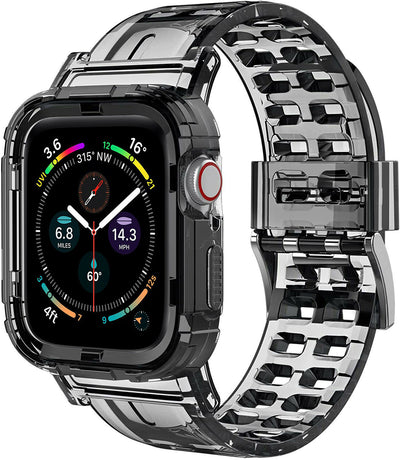 [Black/Clear] Uni-body Protective Bumper Band For Apple Watch Series 6 / SE-44MM