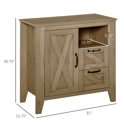 Country Designed Kitchen Hutch with Open Countertop & Multiple Storage Options