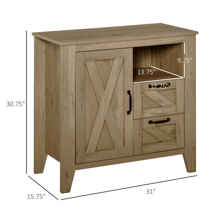 Country Designed Kitchen Hutch with Open Countertop & Multiple Storage Options