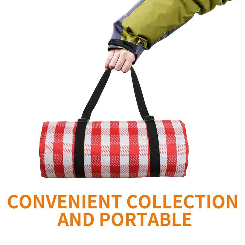 Portable Extra Large Picnic & Outdoor Blanket, Red and White Checkered, 79 x59in