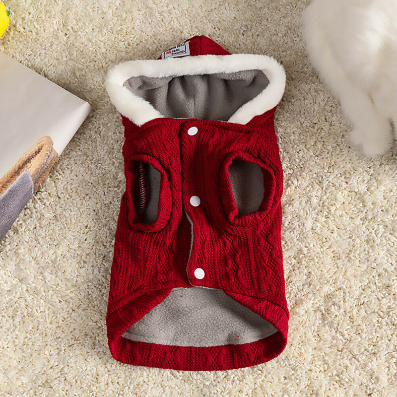 Super Warm Jacket Pet Cold Weather Clothes w/Hooded for Cats / Small Medium Dogs