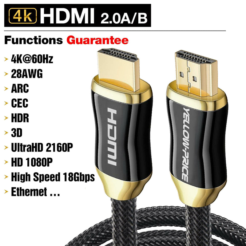 HDMI 2.0 Barided Cable Male to Male ( 4K@60Hz ) Ultra HD Cord 3ft 6ft 10ft 15ft