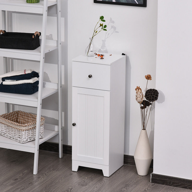 kleankin Small Bathroom Floor Storage Cabinet w/ 1 Drawer and Adjustable Shelf