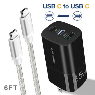 65W PD 3.0 GaN USB C Charger&Type C to C Cable for MacBook Pro/Air, iPad Pro 11"