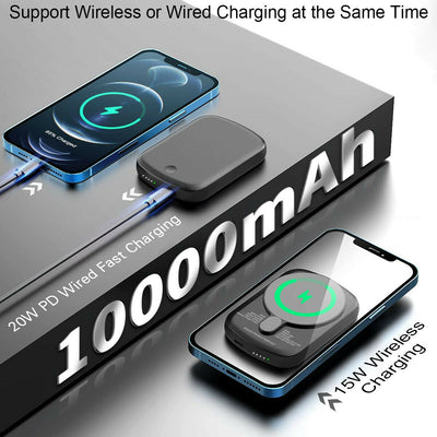 [10000mAh] Battery Pack Magnetic 15W Wireless Power Bank for iPhone 12 / 13 Pro