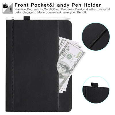 For iPad 9th Generation 2021 Leather Wallet Magnetic Smart Cover w/Pencil Holder