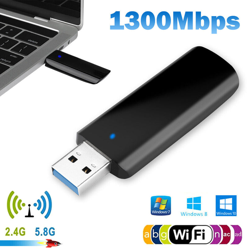 Ultra Fast & Stable 1300Mbps USB 3.0 WiFi Adapter 802.11 ac Dual Band 2.4/5.8GHz