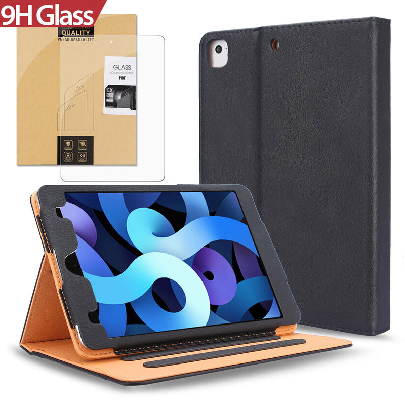 iPad Air 4th Generation 10.9" PU Leather Folding Folio Stand Case+Tempered Glass