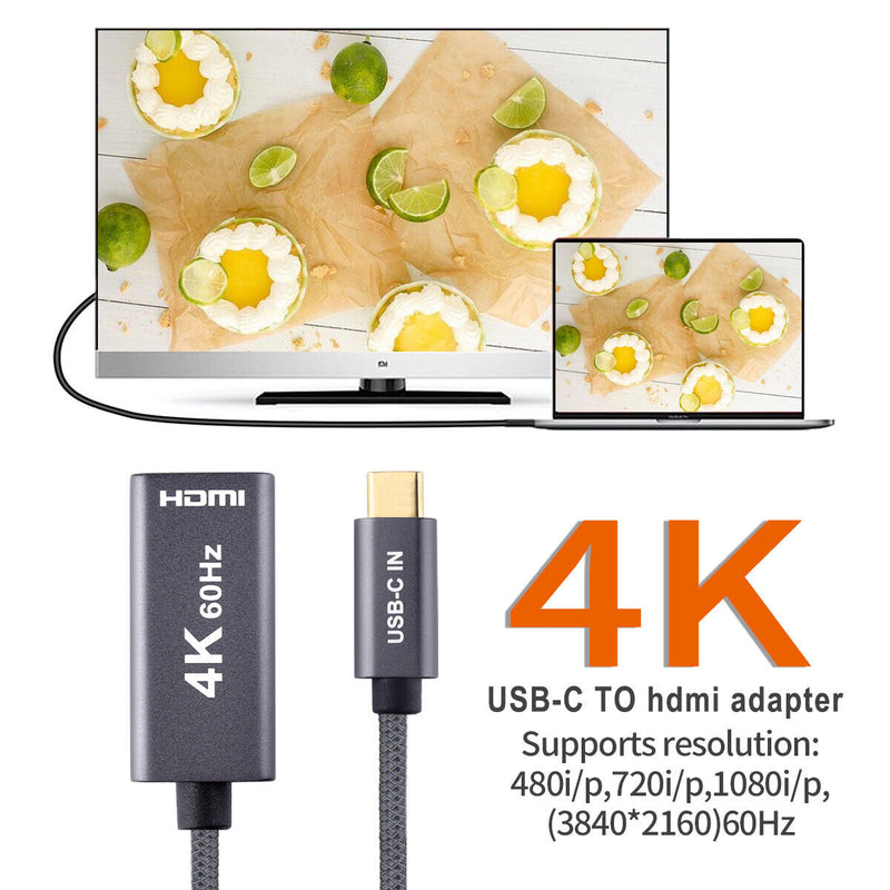 For MacBook Pro/iPad Pro 4K/60Hz USB C to HDMI 2.0 Female Adapter&HDMI 2.0 Cable