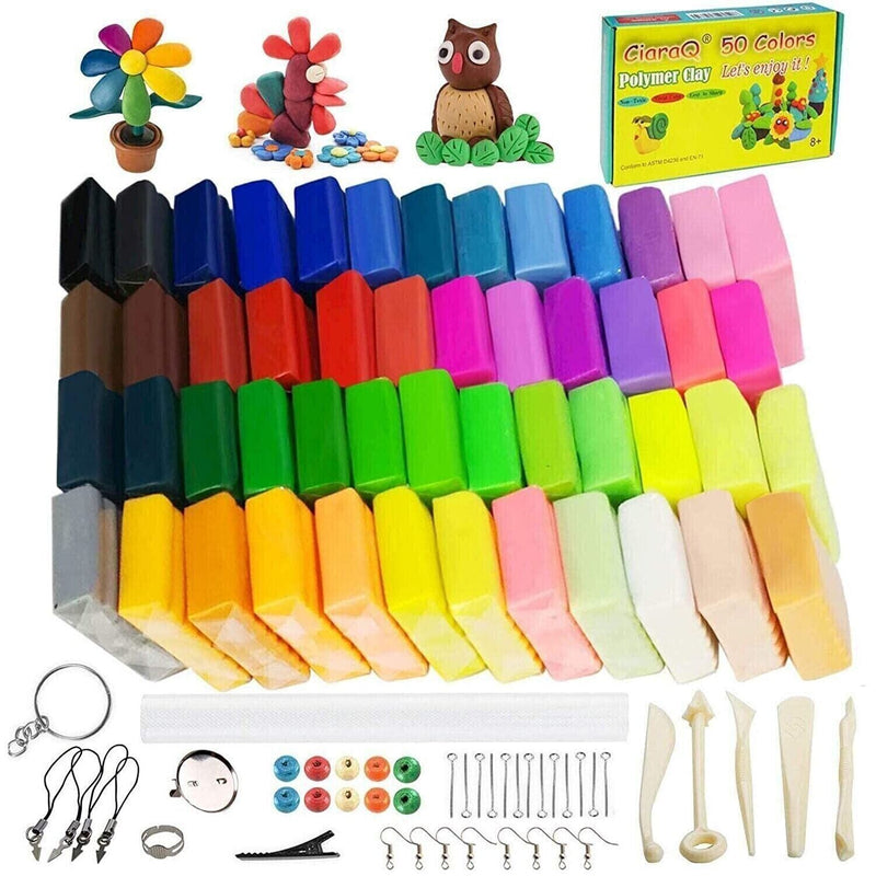 50 Colours  Clay DIY Kit Polymer Oven Bake With Modeling Tools Toy Accessories