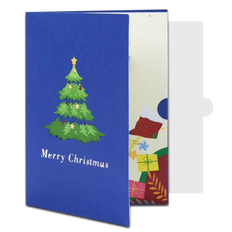 Hand Made Exquisite 3D Christmas Pop Up Cards with Envelopes, 2Pcs (Navy + Red)