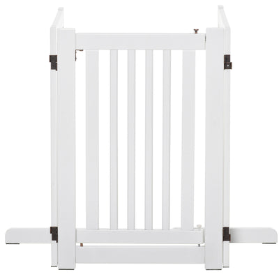 Free Standing Wood Pet Gate Indoor Dog Barrier 3 Panel Folding Z Shape Doorway