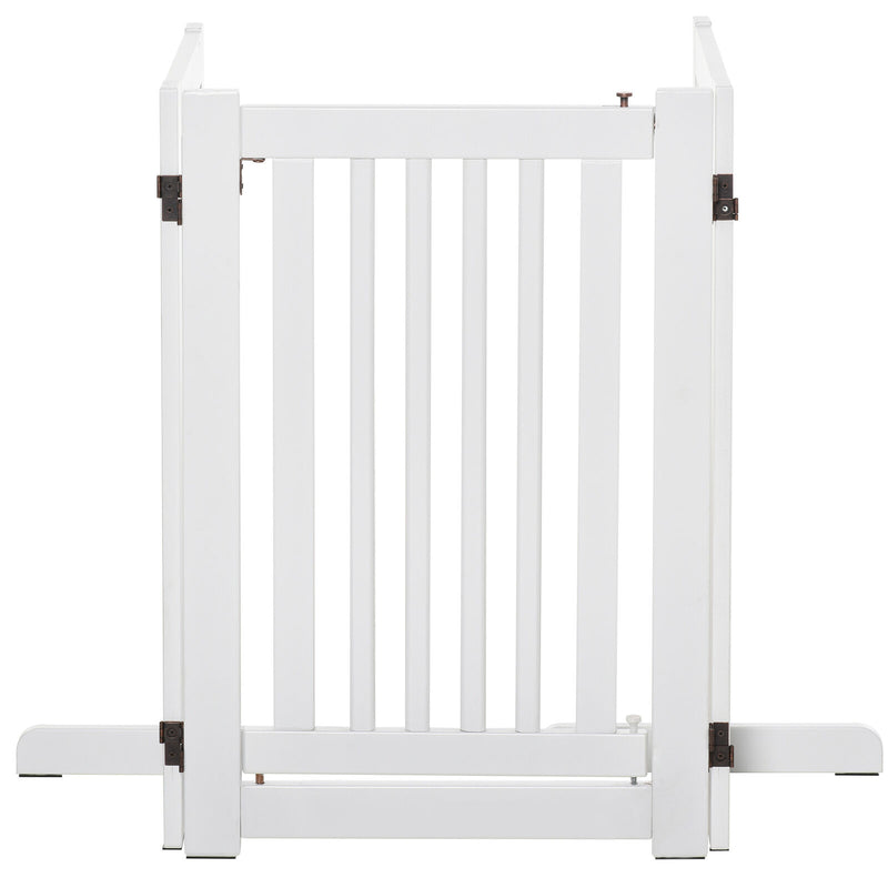 Free Standing Wood Pet Gate Indoor Dog Barrier 3 Panel Folding Z Shape Doorway