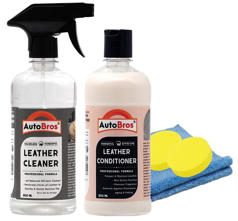 Leather Cleaner Conditioner &amp; Microfiber Cloth Sponge Kit For Multi-Purpose CA