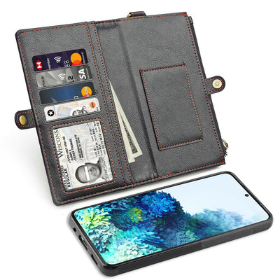 For Galaxy S20/S20+ Plus/S20 Ultra [Magnetic Closure][Zipper Pocket] Wallet Case