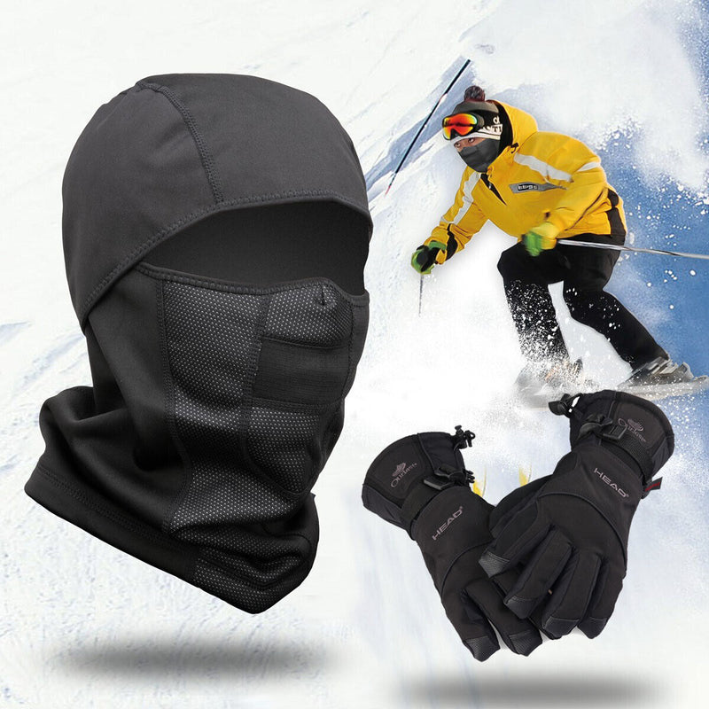 Balaclava Ski Mask + Ski Gloves for Skiing, Snowboarding & Motorcycle Riding CA