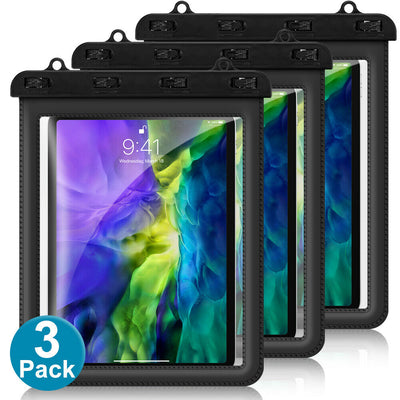 IPX8 Waterproof Tablet Case Dry Pouch w/Lanyard&Transparent Windows,up to 11inch