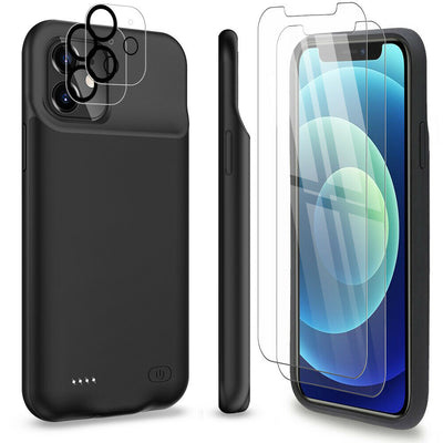 iPhone 12 Pro Max [7000mAh] Protective Charging Case+Screen&Lens Tempered Glass