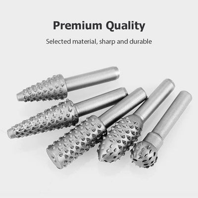 5Pcs Wood Working Cutter Drill Bits Rotary Bits Rasp For Wood Grinding Carving