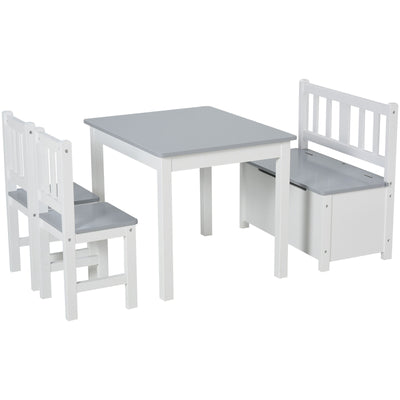 Kids Activity Table & Chair Set, Dining Art Craft Desk w/ Toy Storage, Grey