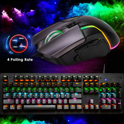 PRO LED Gaming Keyboard and Mouse Set Multi-Colored Changing Backlight Mouse CA