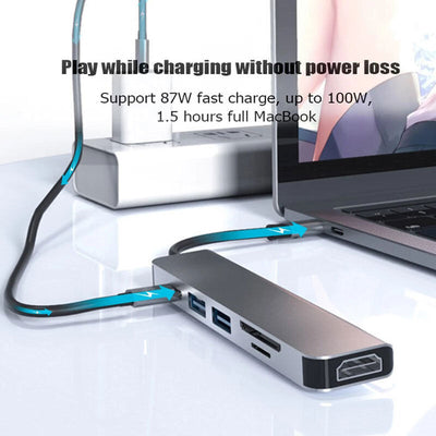 3/5/6/7/8in 1 Type C Hub to USB 3.0 HDMI PD Adapter Docking Station for MacBook