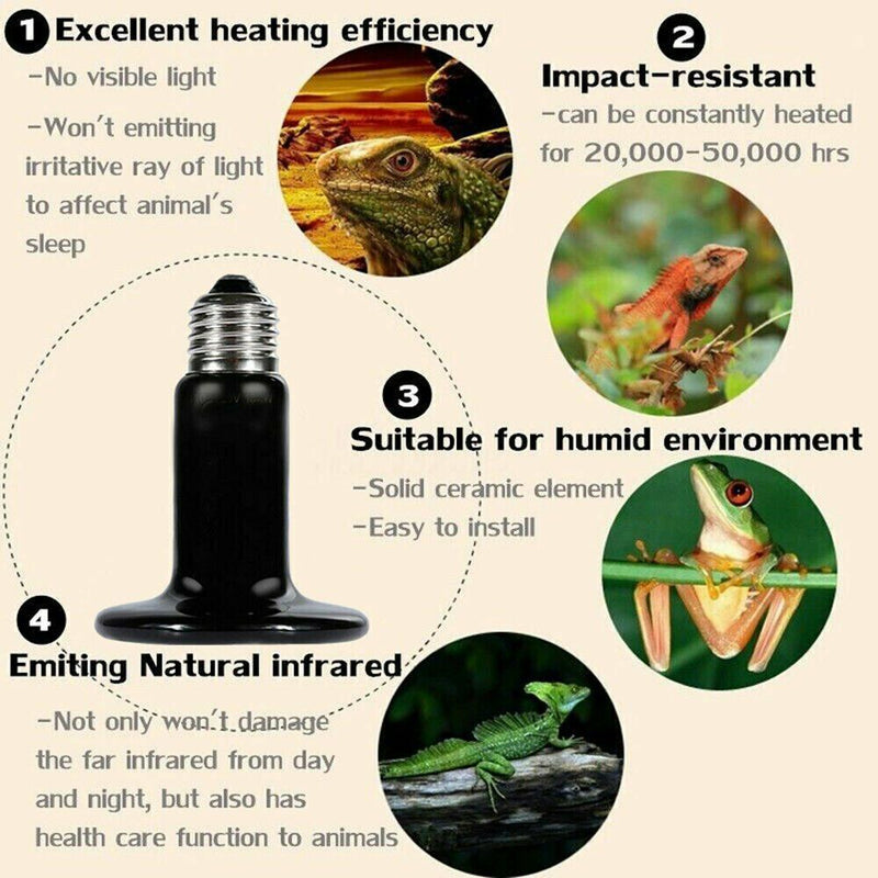 100W CERAMIC HEAT BULB REPTILE PET COOP GROW EMITTER BROODER INFRARED LAMP CA