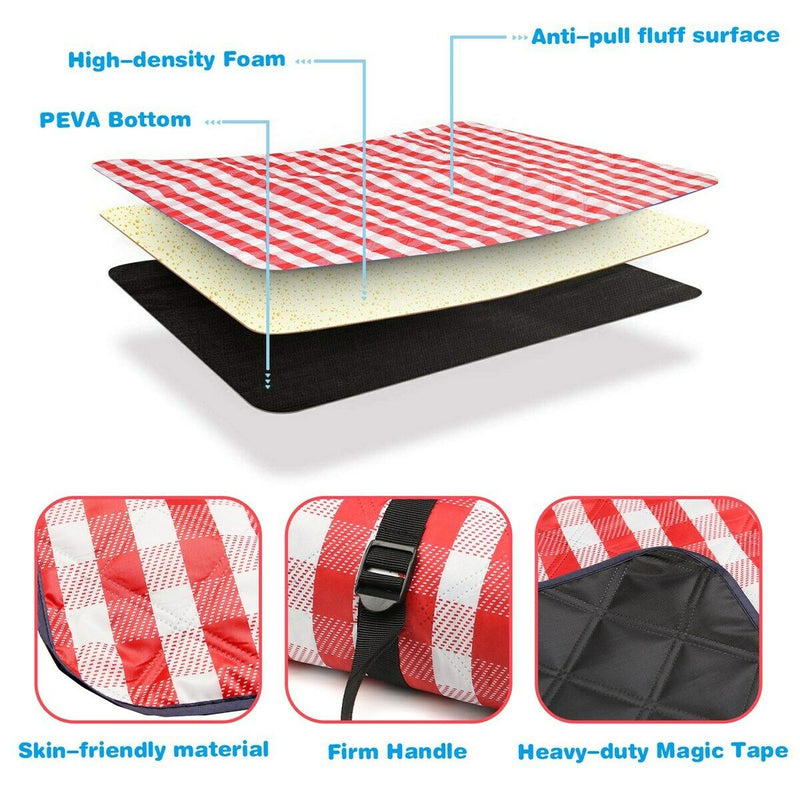 Machine Washable Extra Large Picnic&Beach Blanket Handy Mat Plus Thick 3 Layers