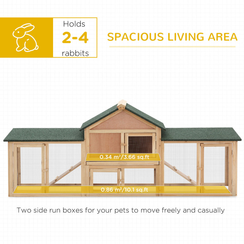 Big Rabbit Cage W/ Double Ramp, Weatherproof Wood Rabbit Hutch, Natural 842525143639