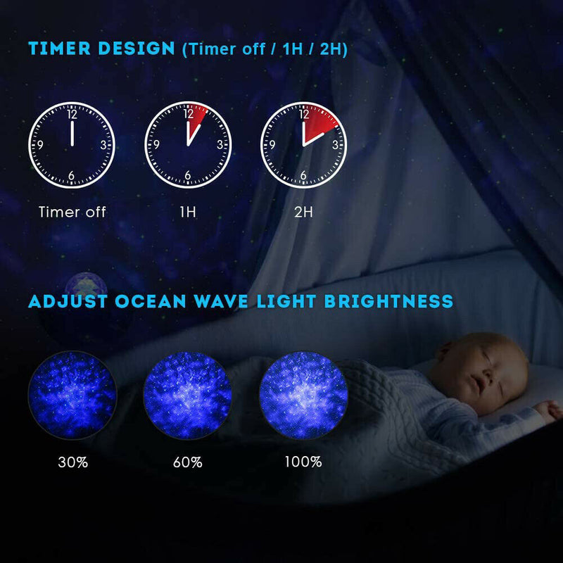 Star LED Galaxy Ocean Wave Projector Bluetooth Music Speaker for Baby Bedroom
