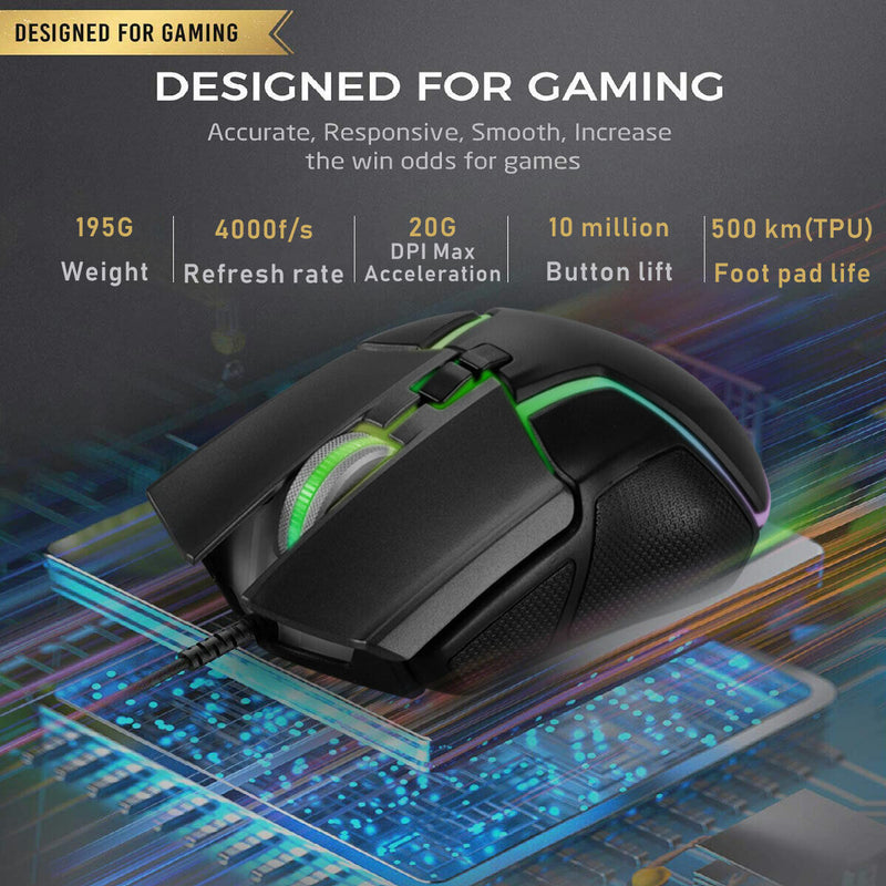 PRO LED Gaming Keyboard and Mouse Set Multi-Colored Changing Backlight Mouse CA