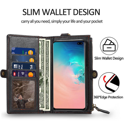 [Magnetic Closure] Folio Flip Leather Case with Card Slot for Galaxy S10 10+ 10e