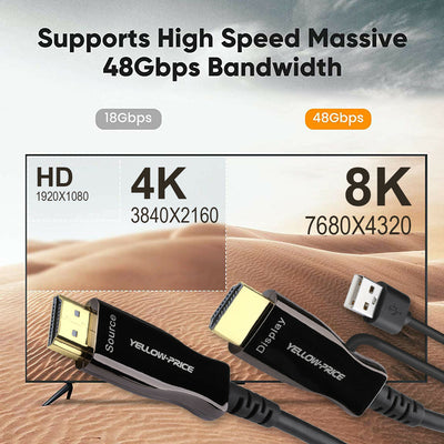 50FT HDMI V2.1 Fiber Optic Cable 8K@120Hz Dynamic HDR / eARC / 3D / Dolby Vision