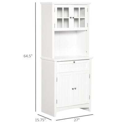 HOMCOM Kitchen Storage Buffet w/ Microwave Hutch Drawer for Dining Room, White