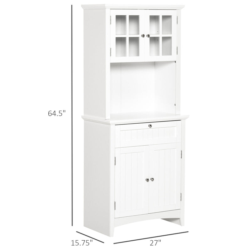 HOMCOM Kitchen Storage Buffet w/ Microwave Hutch Drawer for Dining Room, White