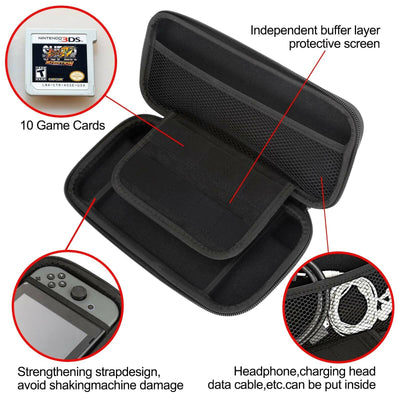 Carrying Travel Game Bag + TPU Case + Tempered Glass + Caps for Nintendo Switch